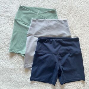 Stylish Women's Sport Shorts Set - Green, Gray, and Blue S